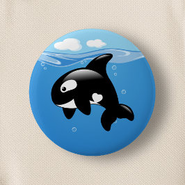 Orca Whale in Ocean Ronde Button 5,7 Cm
