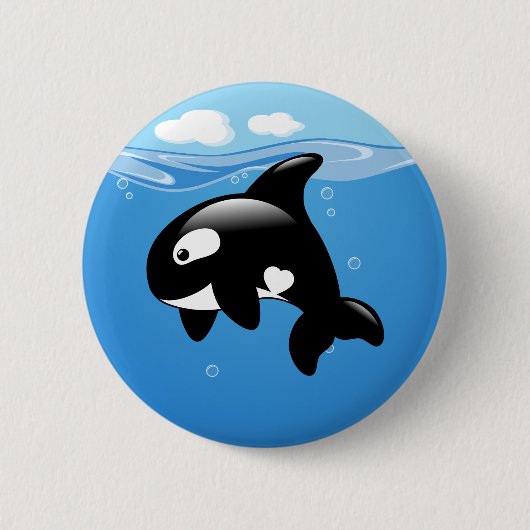 Orca Whale in Ocean Ronde Button 5,7 Cm (Voorkant)