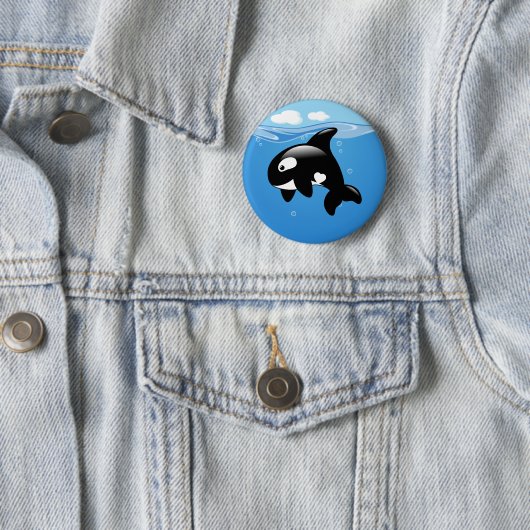 Orca Whale in Ocean Ronde Button 5,7 Cm (In situ)
