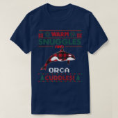 Orca Whale Kerstmis PajamaUgly KerstSweater T-shirt (Design voorkant)