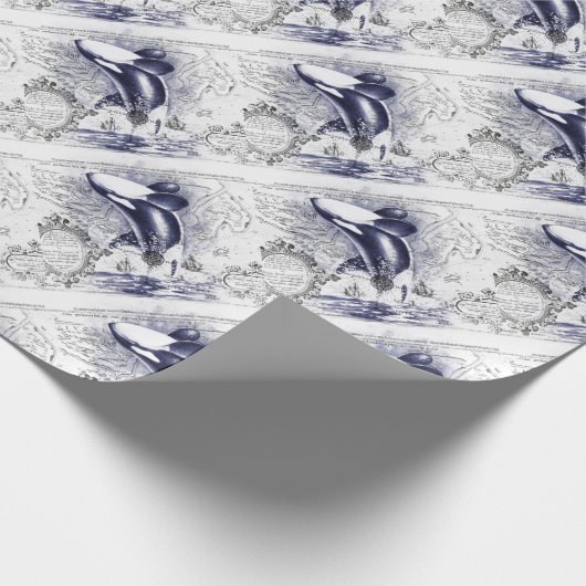 Orca Whale  Map Blue Cadeaupapier (Hoek)