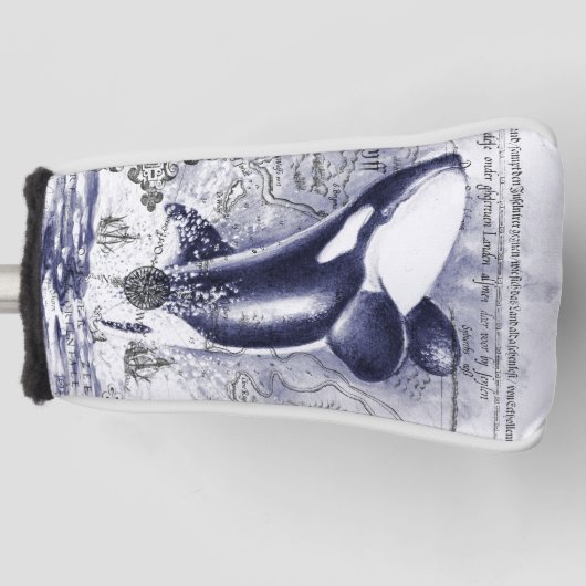 Orca Whale Map Blue Golfheadcover (Voorkant)
