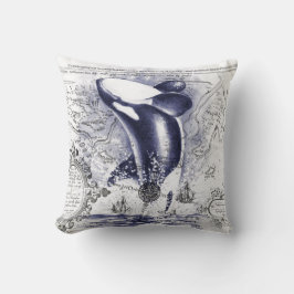 Orca Whale  Map Blue Kussen