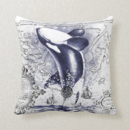 Orca Whale Map Blue Kussen