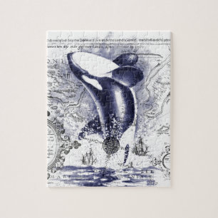 Orca Whale Map Blue Legpuzzel