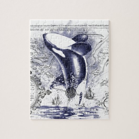 Orca Whale  Map Blue Legpuzzel (Verticaal)