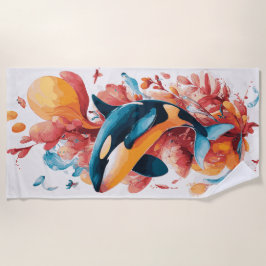 Orca Whale Ocean Art Illustration Strandlaken