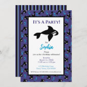 Orca Whale Paars en Blue Pattern Birthday Kaart (Voorkant / Achterkant)
