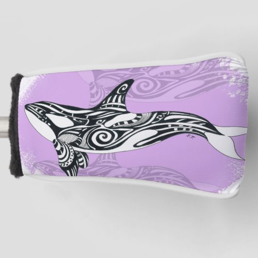 Orca Whale pensed Tribal Pink Doodle Golfheadcover (Voorkant)