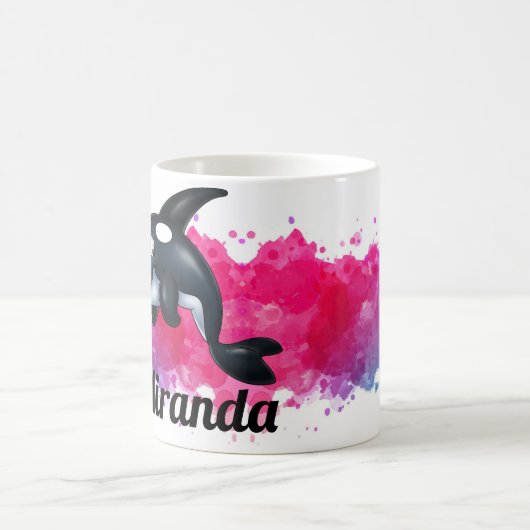 Orca Whale Pink Splatter Mok (Center)
