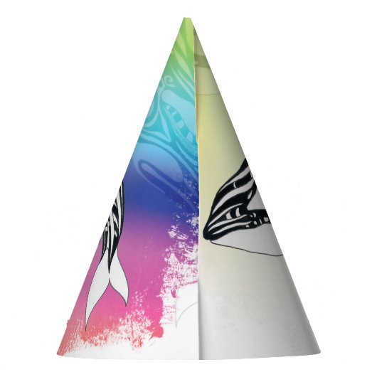 Orca Whale Rainbow Tribal Feesthoedjes (Achterkant)