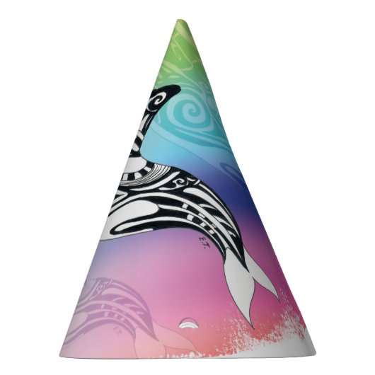 Orca Whale Rainbow Tribal Feesthoedjes (Rechts)