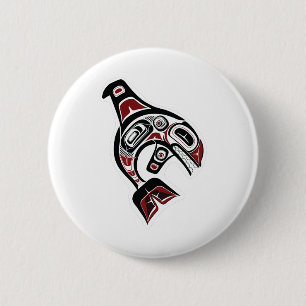 Orca Whale Salish design Pacific Northwest Ronde Button 5,7 Cm