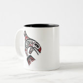 Orca Whale Salish design Pacific Northwest Tweekleurige Koffiemok (Voorkant links)