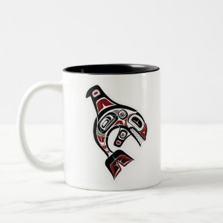 Orca Whale Salish design Pacific Northwest Tweekleurige Koffiemok