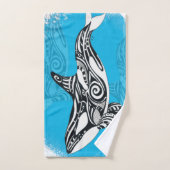 Orca Whale Tribal Blue Bad Handdoek (Handdoek)