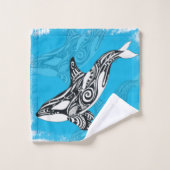 Orca Whale Tribal Blue Bad Handdoek (Wasdoekje)