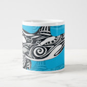 Orca Whale Tribal Blue Grote Koffiekop (Voorkant)