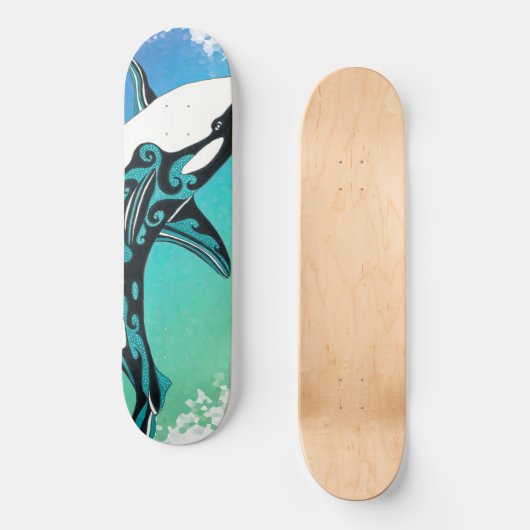 Orca Whale Tribal InkTeal Persoonlijk Skateboard (Voorkant)
