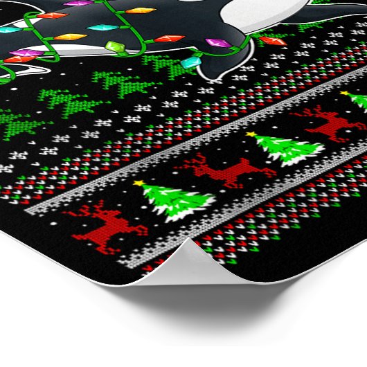 Orca Whale Ugly Christmas Sweaters Santa Sea Anima Poster (Hoek)