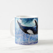Orca Whale Waterverf Art Mok (Voorkant links)