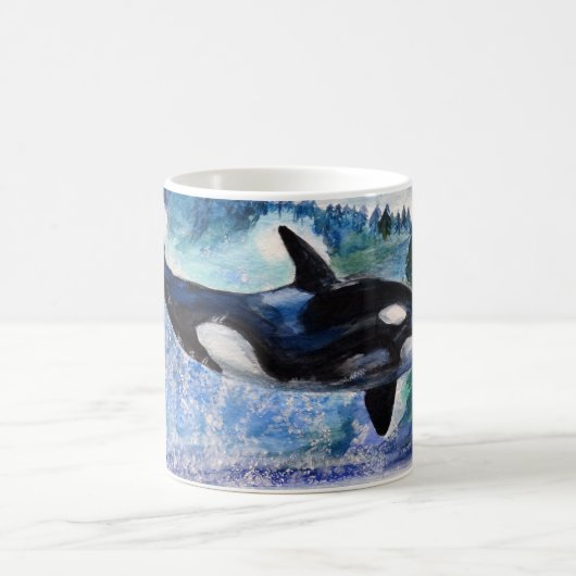 Orca Whale Waterverf Art Mok (Center)