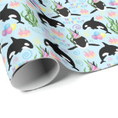 Orca Whale Wrapping Paper in Blue Cadeaupapier (Rol Hoek)
