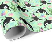Orca Whale Wrapping Paper in Green Cadeaupapier (Rol Hoek)
