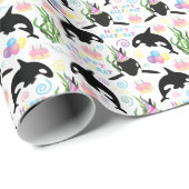 Orca Whale Wrapping Paper in White Cadeaupapier (Rol Hoek)