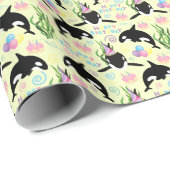 Orca Whale Wrapping Paper in Yellow Cadeaupapier (Rol Hoek)