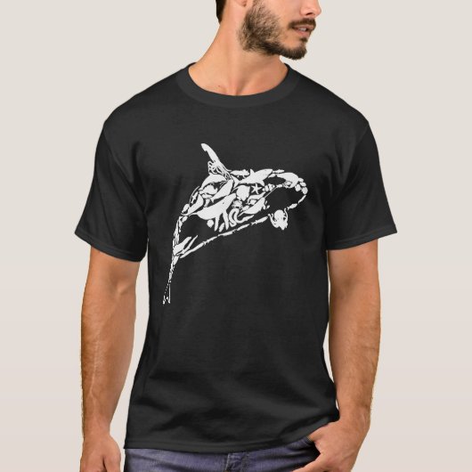 Orca Whale zwemt met de Ocean Family T-shirt (Voorkant)