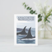 Orca Whales #1 - Anacortes, Washington Briefkaart (Staand voorkant)