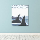 Orca Whales #1 - Anacortes, Washington Canvas Afdruk (Insitu (Houten vloer))