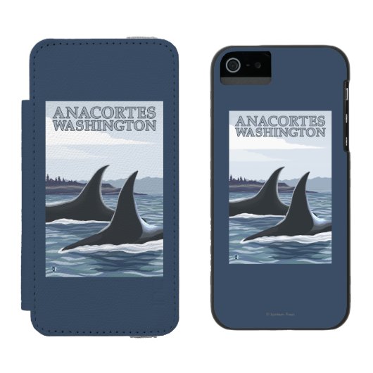 Orca Whales #1 - Anacortes, Washington Incipio iPhone Portemonnee Hoesje (Naast elkaar)