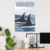 Orca Whales #1 - Anacortes, Washington Poster (Thuiskantoor)