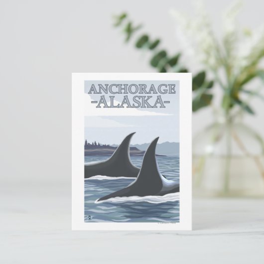 Orca Whales #1 - Anchorage, Alaska Briefkaart (Staand voorkant)
