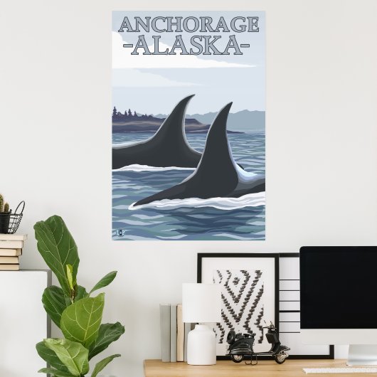Orca Whales #1 - Anchorage, Alaska Poster (Thuiskantoor)