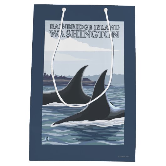 Orca Whales #1 - Bainbridge Island, Washington Medium Cadeauzakje (Achterkant)
