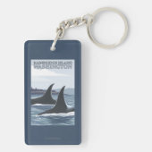 Orca Whales #1 - Bainbridge Island, Washington Sleutelhanger (achterkant)