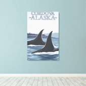 Orca Whales #1 - Cordova, Alaska Canvas Afdruk (Insitu (Houten vloer))
