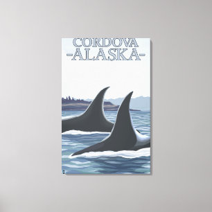 Orca Whales #1 - Cordova, Alaska Canvas Afdruk