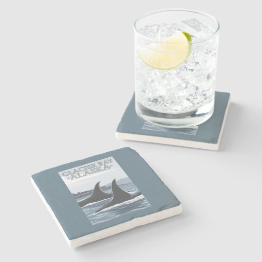 Orca Whales #1 - Glacier Bay, Alaska Stenen Onderzetter (Zijkant)