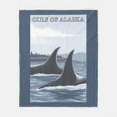 Orca Whales #1 - Golf van Alaska Fleece Deken (Voorkant)