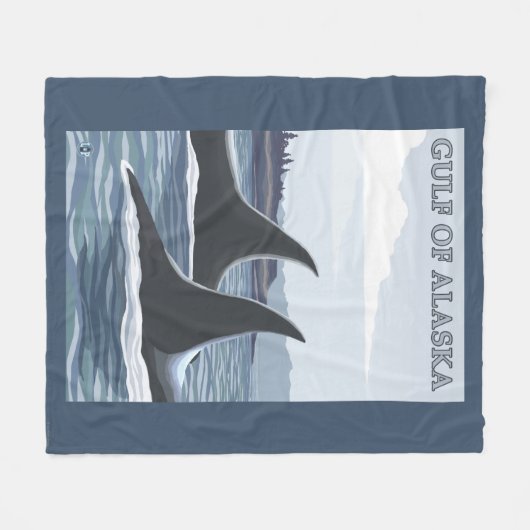 Orca Whales #1 - Golf van Alaska Fleece Deken (Voorkant (Horizontaal))
