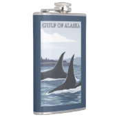 Orca Whales #1 - Golf van Alaska Heupfles (Rechts)