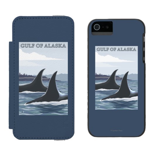 Orca Whales #1 - Golf van Alaska Incipio iPhone Portemonnee Hoesje (Naast elkaar)
