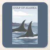 Orca Whales #1 - Golf van Alaska Kartonnen Onderzetters (Voorkant)