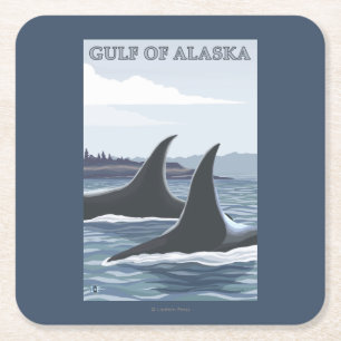 Orca Whales #1 - Golf van Alaska Kartonnen Onderzetters