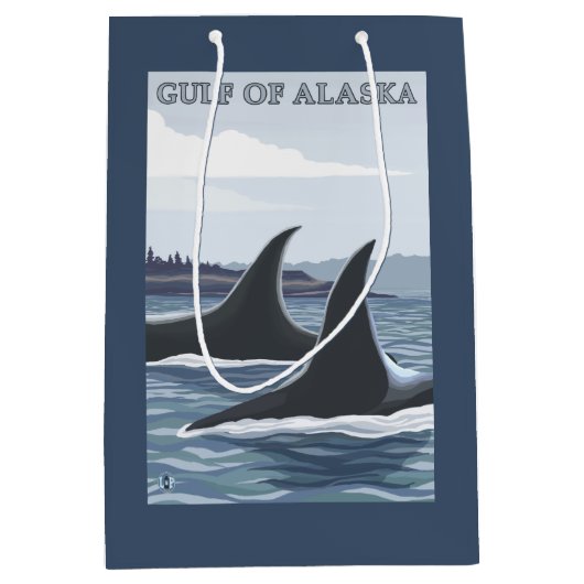 Orca Whales #1 - Golf van Alaska Medium Cadeauzakje (Voorkant)