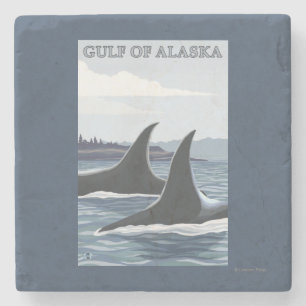 Orca Whales #1 - Golf van Alaska Stenen Onderzetter